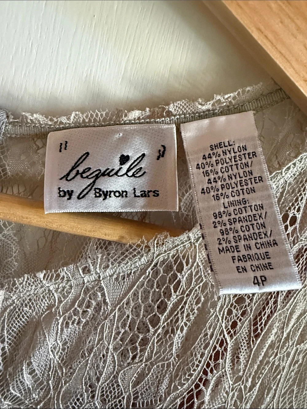 BYRON LARS Taupe Lace Midi Dress with Floral Appliqué - Picture 4 of 6